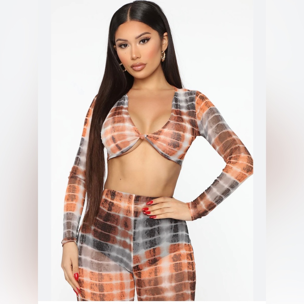 2pc Cover Up stole a kiss mesh pant set size XS orange combo NWT festival rave